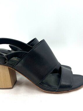 Brooks Brothers Black Leather Heeled Sandals Women's 8